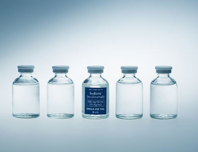 Five glass small bottles containing drugs from Alexion