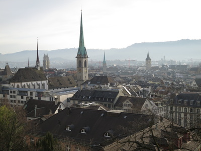 Top view over the Old City of Zurich